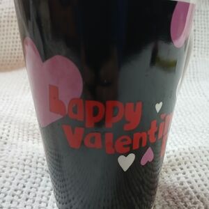 Black Valentine's Mug with Pink and Red Hearts